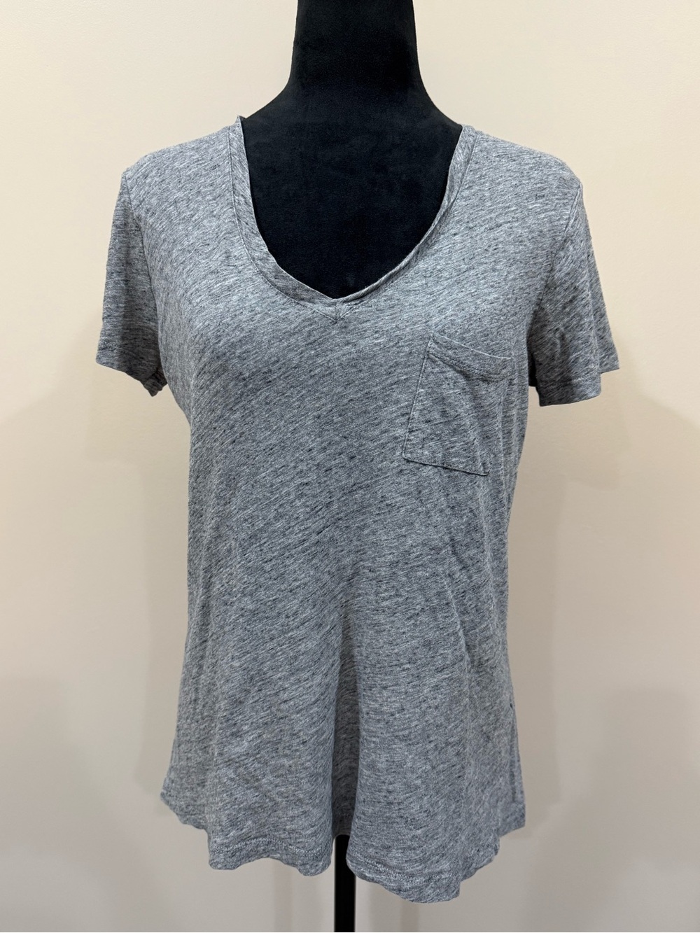 Madewell Whisper 100% Cotton V-Neck Pocket Tee Heather Gray Size - Small